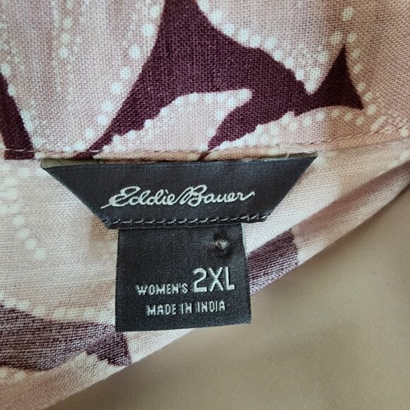 Eddie Bauer Button Down Shirt Womens Plus Size 2XL Pink Floral Collared - Picture 5 of 6